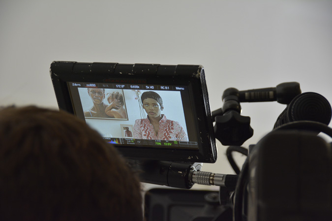 Watching the action on the monitor